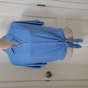 By Design Size M Silver Lake Blue Cassandra Tie Front Button Down Top, NEW